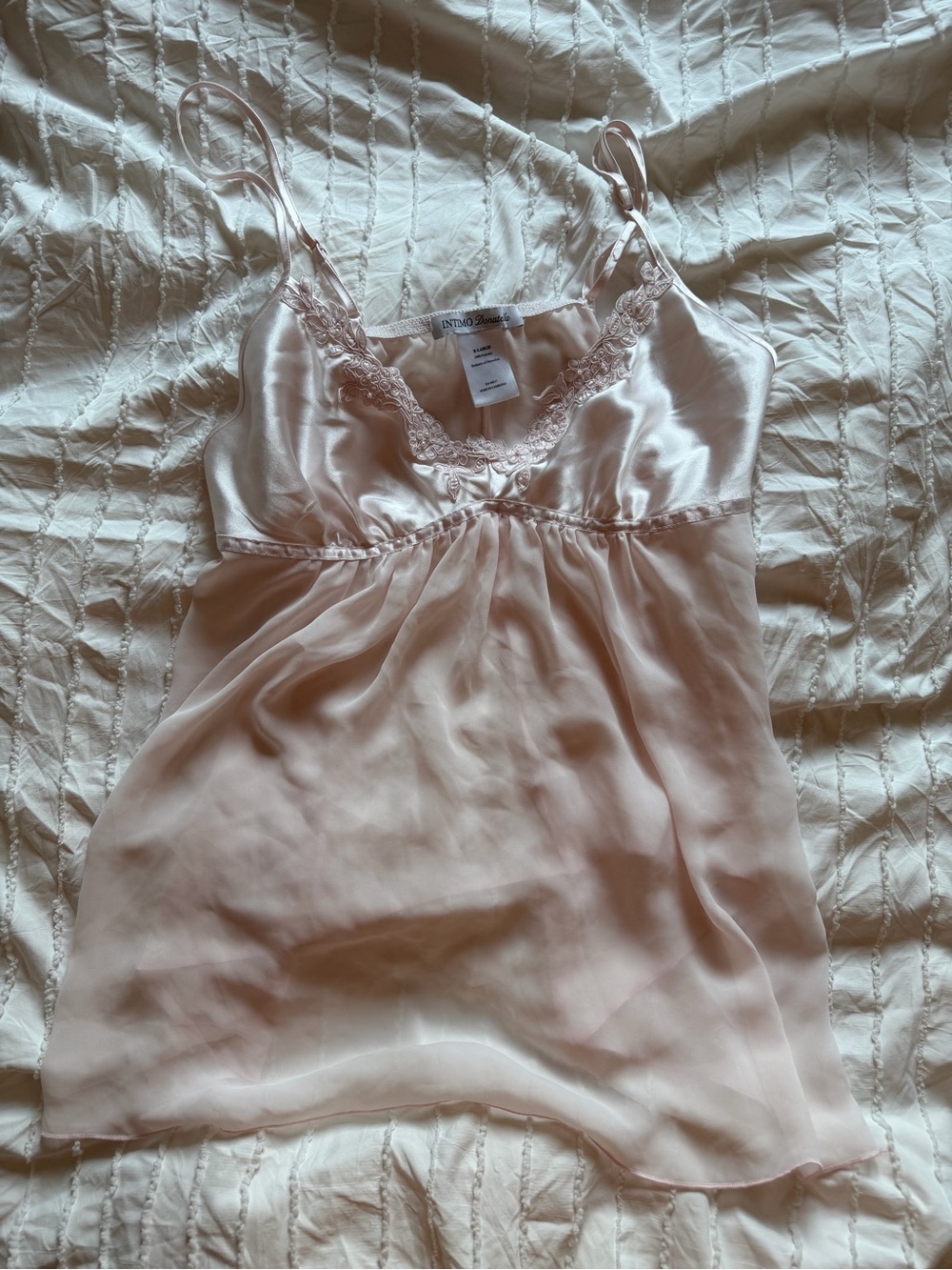 Silky Lace-Trim Chemise Slip in Blush Pink by Intimacy